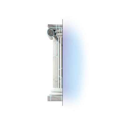Graphic of half a pillar with a blue and purple gradient making up the other half
