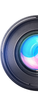 A graphic of half of a camera lens.